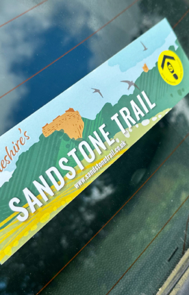 I 'love' Cheshire's Sandstone Trail car sticker - full colour, tough Vinyl, adhesive-backed souvenir - 190mm x 50mm